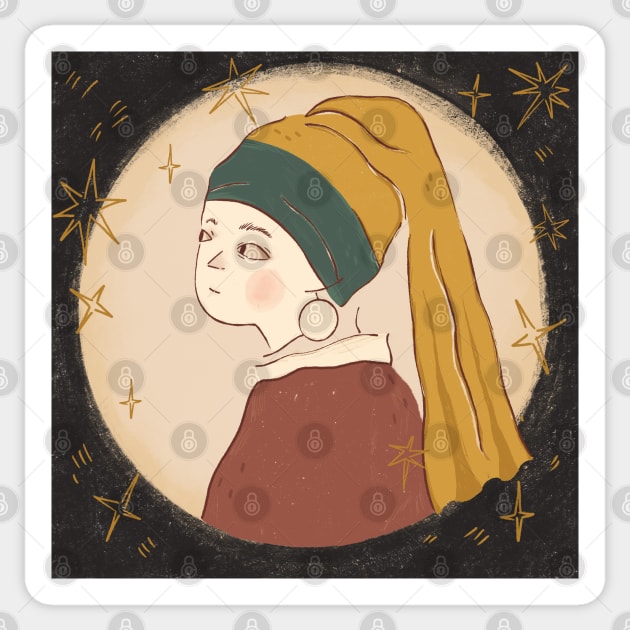‏Girl with a Pearl Earring Sticker by Rania Younis